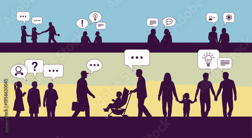 People Silhouettes Communication Interaction.
