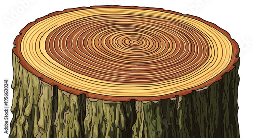 Detailed tree ring pattern on cross section of a log