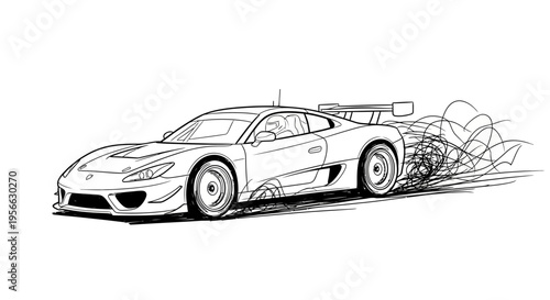 Dynamic sports car sketch in motion - high-speed racing concept