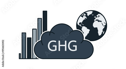 Global greenhouse gas emissions concept with bar graph and earth
