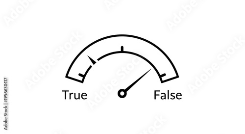Black linear truth meter gauge with true and false indicators