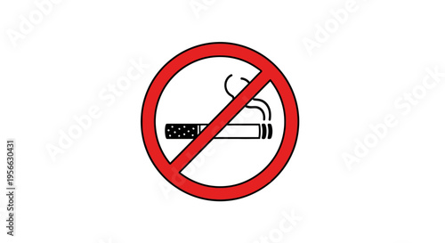 No smoking symbol with red prohibition sign and cigarette icon