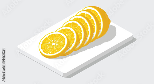 Sliced lemons arranged on a white surface create a vibrant geometric composition presented as a striking silhouette high quality professional detailed