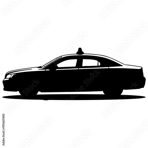 Black taxi car silhouette vector illustration for transport, urban travel, and city service designs