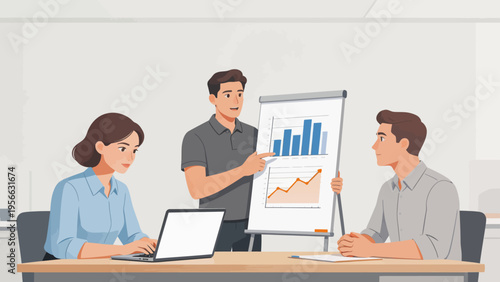 Business meeting with data presentation