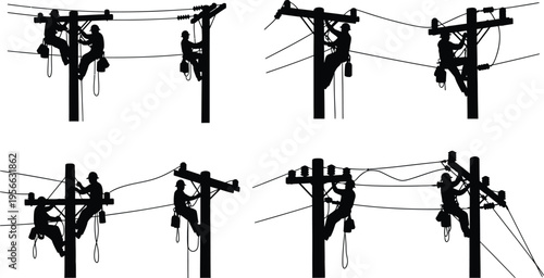 Electricity transmission towers in various configurations