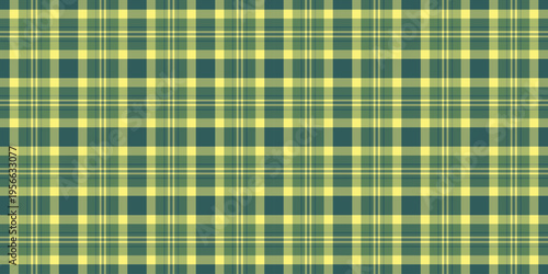 Preppy tartan fabric background, 2026 pattern plaid vector. Majestic check seamless textile texture in lime and green colors.