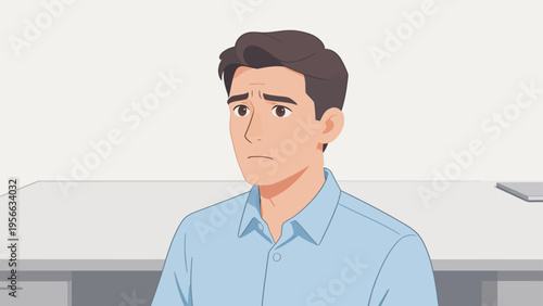 Animated man with concerned expression