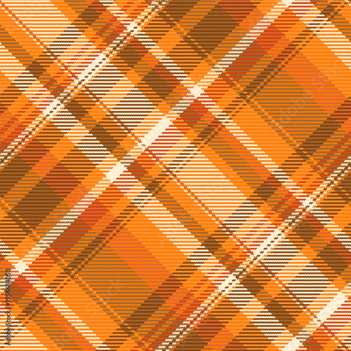 Countryside plaid texture seamless, towel pattern textile vector. Famous tartan check background fabric in orange and bright colors.