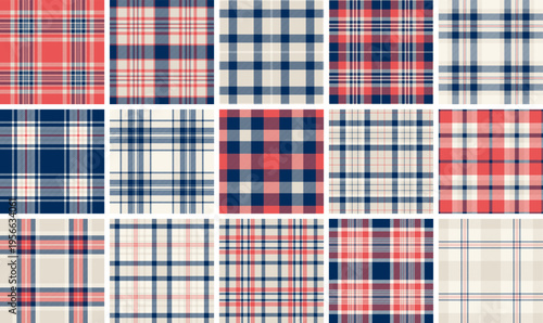 Plaid pack ideal for British casual fashion and outdoor-inspired clothing. Seamless tartan vectors suit shirts, jackets, scarves, and digital media.