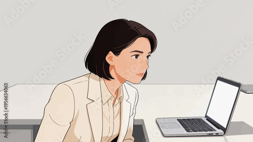 Woman working on laptop at desk