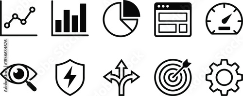 A collection of business and technology icons