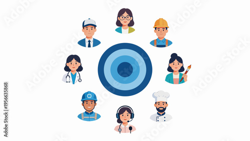 diverse professions around target