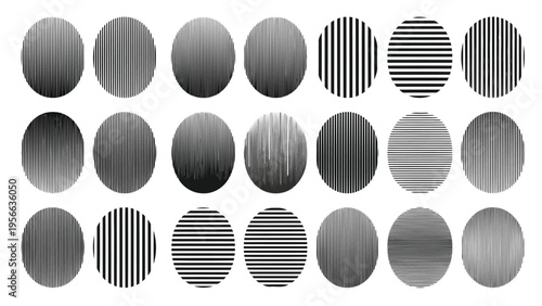 Abstract geometric patterns featuring varied shapes and shading techniques Vector