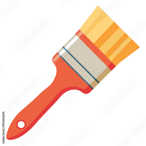 Vibrant orange handled flat bristle paintbrush essential tool for painting projects and creative artistic work