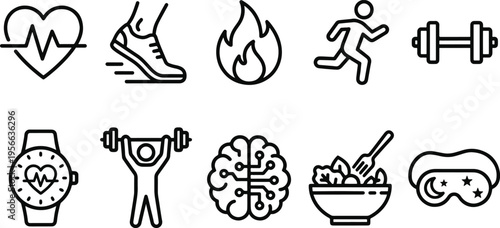 A collection of icons related to health and wellness