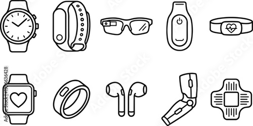 A collection of wearable technology icons