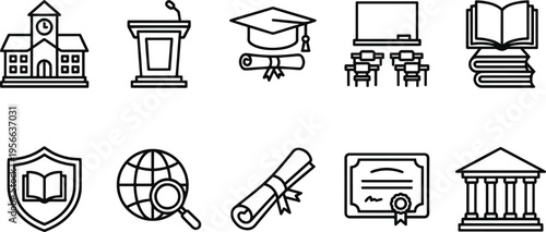 A collection of icons related to education and learning
