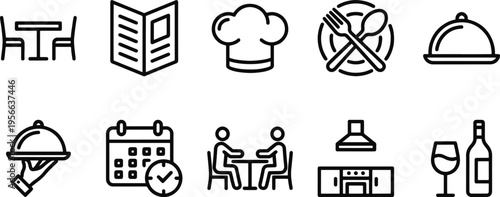 A collection of restaurant and food service icons