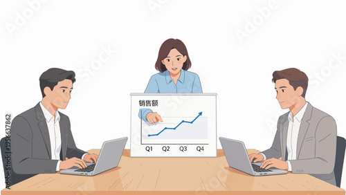Business meeting with sales chart presentation