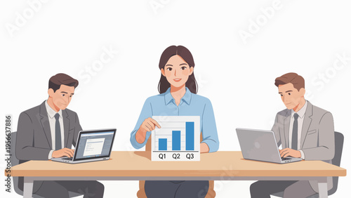 Business meeting with data presentation