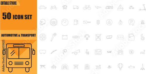 Automotive Transport Icon Set Collection.