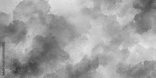 abstract cloud-like watercolor washes, painted with serene monochrome tones, evokes a sense of tranquility and a touch of moody atmospheric depth.