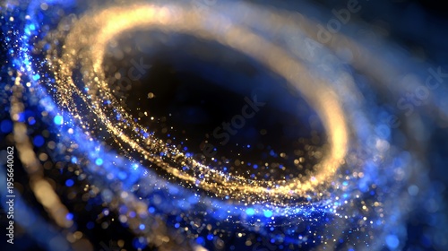 Cosmic Glow: Golden and Blue Swirls of Sparkling Stardust
