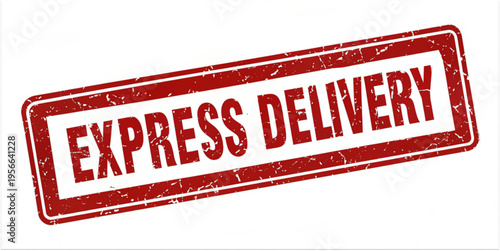 EXPRESS DELIVERY red rubber stamp style label with distressed texture isolated