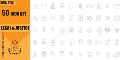 Legal and Justice Icons Set Collection.