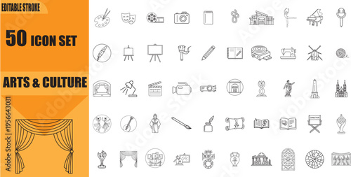 Icon Set Arts and Culture Symbols.