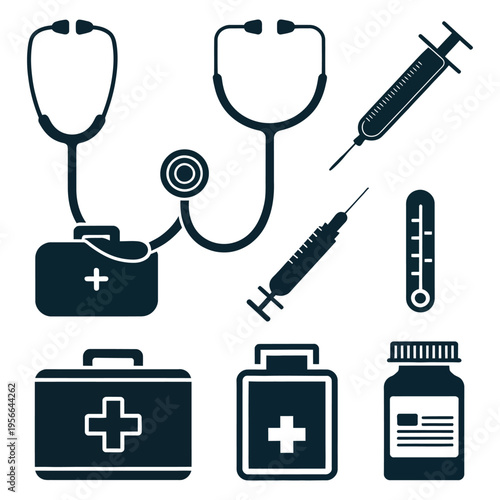 Medical icons vector set for health and medicine design