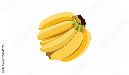 Ripe banana bunch vector illustration with natural curved composition isolated on white background clipping path ready