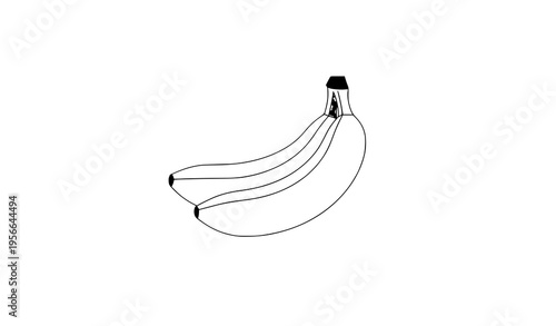 Minimal banana bunch vector illustration with simple shapes tropical fruit isolated on white background clipping path ready