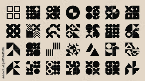 Collection of diverse traditional chinese characters and symbols arranged in a grid pattern Vector