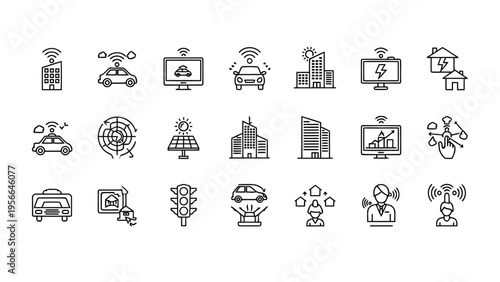 Collection of diverse electronic devices and household appliances icons Vector