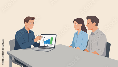 Business meeting with data presentation