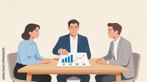 Business meeting with data presentation