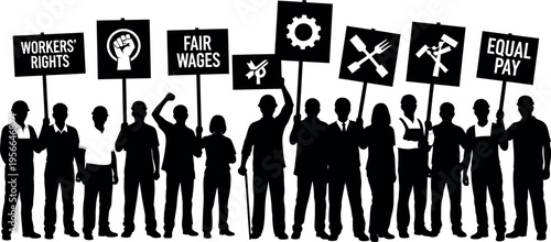 Workers protesting for labor rights and equality