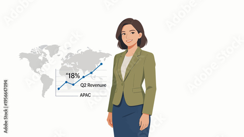 Businesswoman with revenue chart