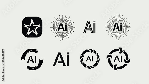 Collection of various icons featuring the letter ai in different stylized designs Vector