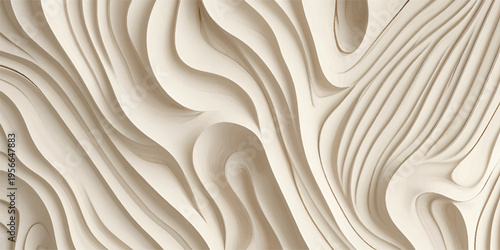 Carved Wooden Wall Panel Texture Background with Layered Wave Pattern Abstract Wood Surface Design
