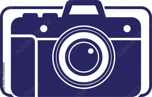 Camera vector icon illustration with retro photography device design, modern photo equipment symbol, simple digital imaging element isolated on white background.