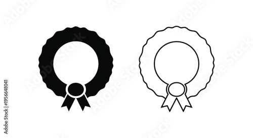 Set of 2 award ribbon icons vector