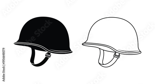 Set of 2 military helmets vector illustrations