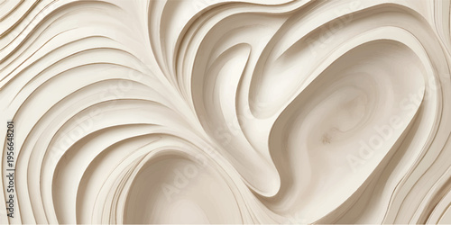 Layered Wooden Wave Pattern Texture Background with Carved Natural Wood Surface Panel Design