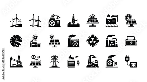 Collection of diverse icons representing various professions and activities Vector