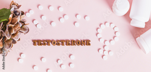 The concept of testosterone therapy and support for women top view web banner