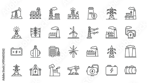 Collection of icons depicting various office equipment and technology devices Vector