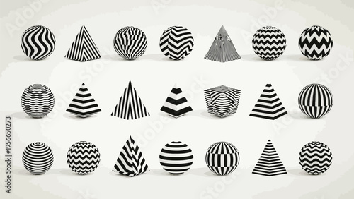 Collection of diverse and stylized geometric and organic icons with cultural motifs Vector